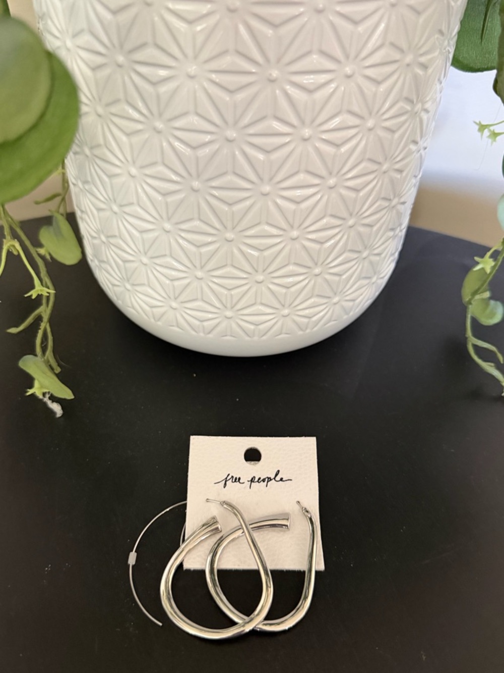 Free People Polished Silver Teardrop Hoop Earrings